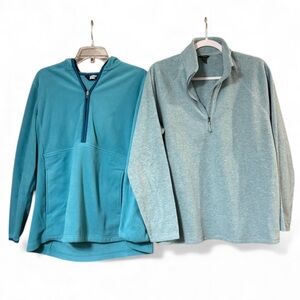 Size Large FLEECE BUNDLE (Eddie Bauer & Lands End) EUC Hooded and Quarter Zip